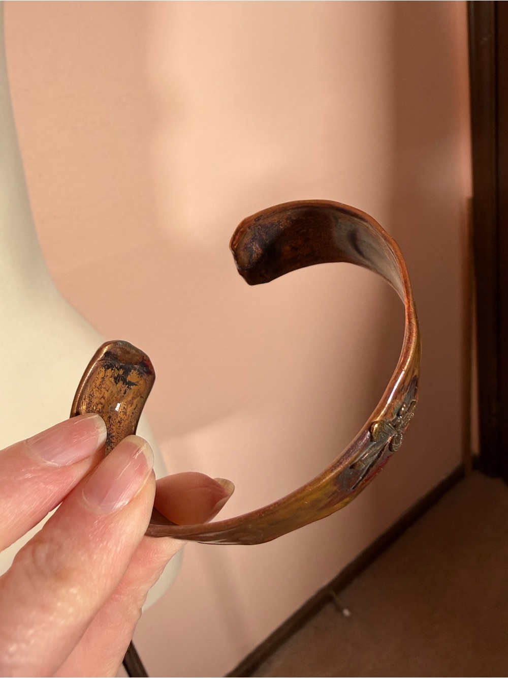 Vintage Boho Heavy Copper Designer Dragonfly Southwestern Wide cuff Bracelet - Picture 13 of 17